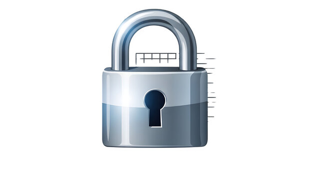 Silver padlock isolated on transparent background