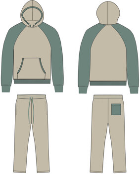 hoodie set design for manufacturing, editable mock up