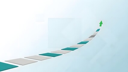 Path of stepping stones leading upward to achievement with green arrow symbolizing successful career development