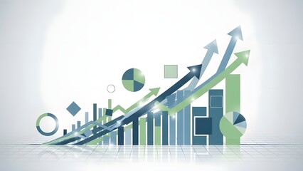 Financial data visualization charts graphs and rising arrows depicting economic success and market forecasting