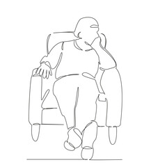 Fototapeta premium One continuous single drawing line art flat doodle person, man, chair, isolated, portrait, sitting, male, background. Isolated image hand draw contour on a white background; hand drawn; not AI