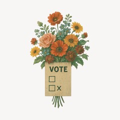 Fototapeta premium Floral voting ballot illustration