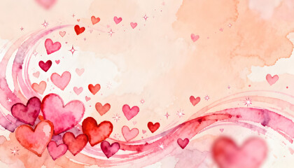 Watercolor heart pink background romantic illustration valentine design love concept pastel color heart pattern wedding card blush watercolor