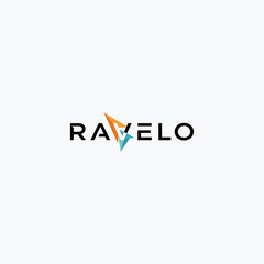 Fototapeta premium Ravelo Geometric Arrow Wordmark Tech Velocity Vector Logo Design On White Background.