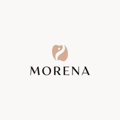 Obraz premium Morena Nude Peach Dental Health Tooth Silhouette Monogram Vector Logo Design On White Background.
