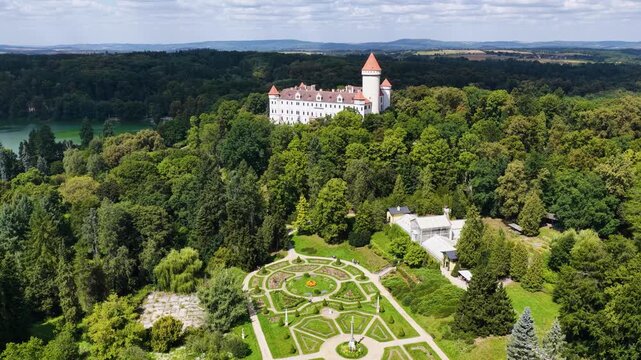 Magnificent Konopiste castle sits in Beneov, Central Bohemian, Czech Republic, Explore the stunning architecture of the Konopiste castle in Beneov, Central Bohemian, Czech Republic.