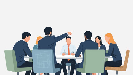 Business professionals engaged in a meeting around a table in a corporate environment