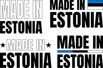 Obraz premium Bold icons set featuring Made in Estonia design elements and text variations