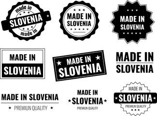 Icons showing made in Slovenia product labels for local goods
