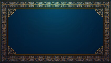 Ornate Blue Background with Decorative Golden Border Design