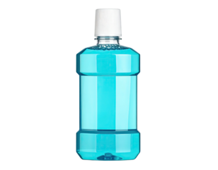 Teal liquid filled in plastic bottle