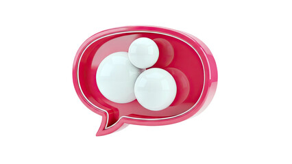 3D Speech Bubble Icon with White Spheres