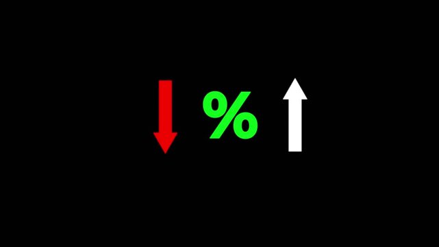 Financial interest rate and market trends concept. with percentage symbol, with red and green arrows, financial market fluctuation, interest rates, economic trend,