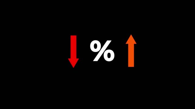 Financial interest rate and market trends concept. with percentage symbol, with red and green arrows, financial market fluctuation, interest rates, economic trend,