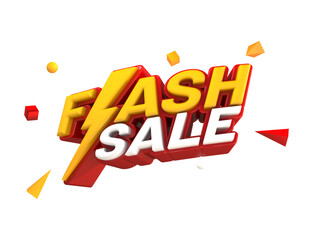 3D Flash Sale Text Effect with Yellow Lightning Bolt Vector
