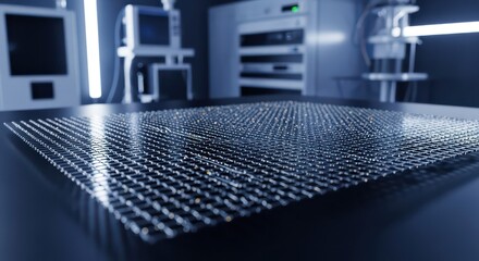 Futuristic Laboratory with Advanced Technology and Data Visualization.