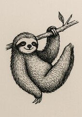 Obraz premium Charming sloth sketch design.