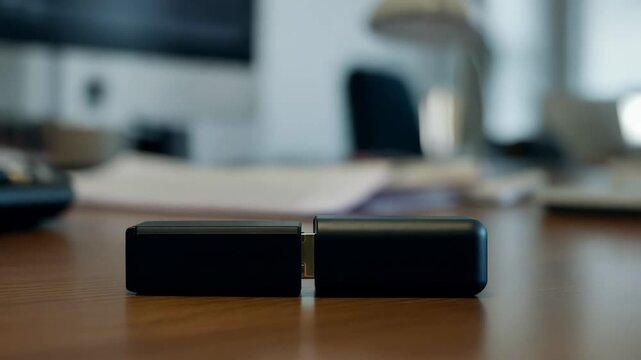 Person connecting two parts of a usb flash drive device