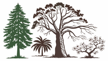 Diverse Tree Silhouettes Set for Landscape Design Web Graphics Nature Illustration Projects