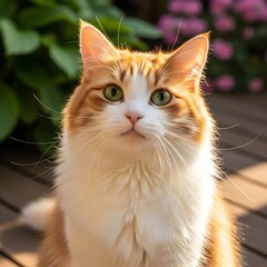 Close-up of a beautiful orange and white cat outdoors