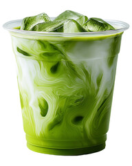 matcha latte iced transparent background