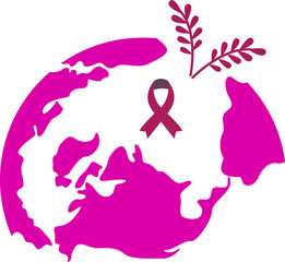 Fototapeta premium Cancer Awareness Ribbon icon. World Cancer Day Symbols. Oncology emblem, charity sign, cancer prevention awareness, hope, medical campaign.