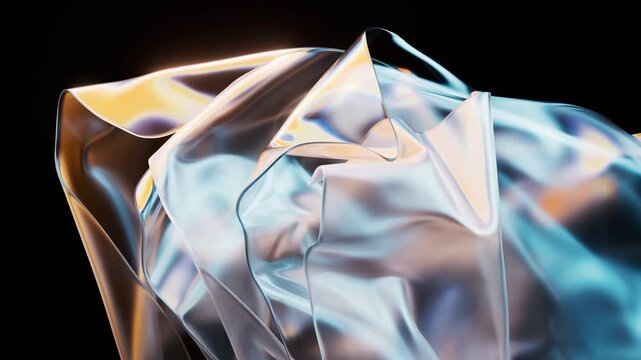Flowing transparent multilayer cloth background, 3d rendering 4k