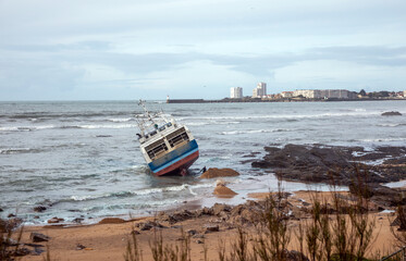 Fileyeur &eacute;chou&eacute; dans la baie des Sables d'Olonne