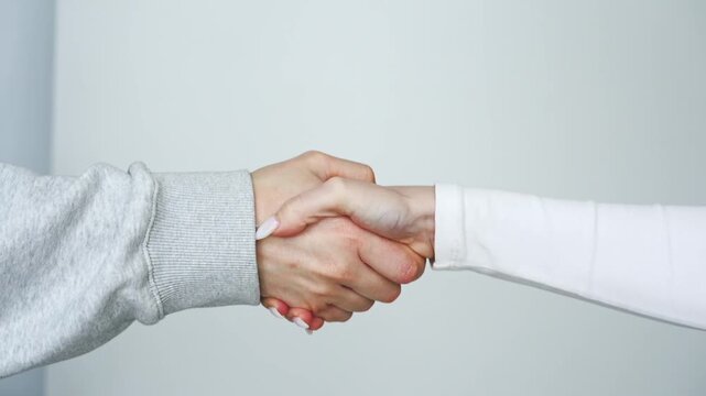 A man and a woman shake hands.
Business partners shake hands.
Respect and support.