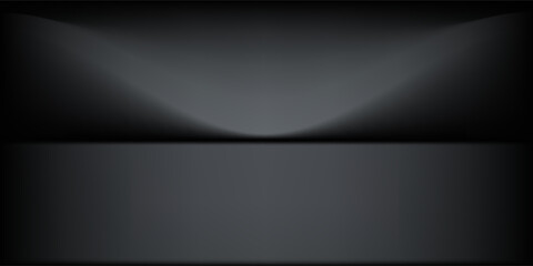 Black studio room. Limbo dark grey spotlight background. Abstract 3d backdrop for product presentation. Minimal wall scene. Showcase, promotion display. Vector stage mockup illustration