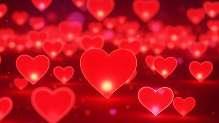 Red heart shapes floating in the air for valentines day