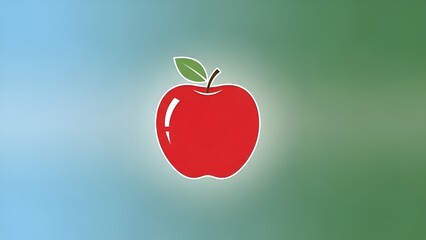 Obraz premium Red Apple with Green Leaf on Colorful Gradient Background