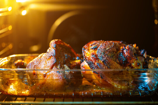 Roasted pork knuckle with crispy golden skin.