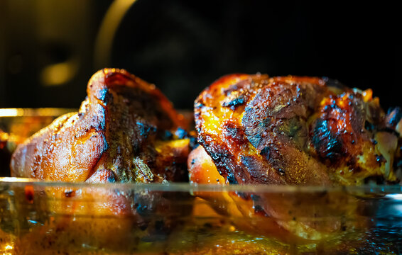 Roasted pork knuckle with crispy golden skin.