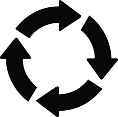 Black Arrows in Circular Motion on White Background