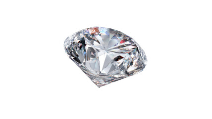 A brilliant luxury diamond clear precious gemstone isolated on a shiny white background, featuring a 3d heart shaped jewel crafted from rich high carat crystal