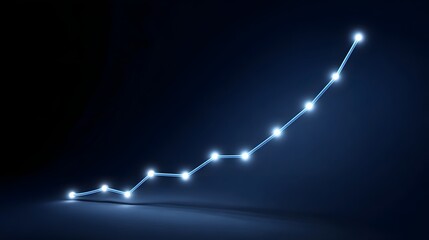 Glowing blue line graph showing upward trend and positive growth against a dark minimalist background
