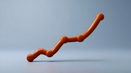 An abstract orange line graph shows a steady upward trend with distinct data points
