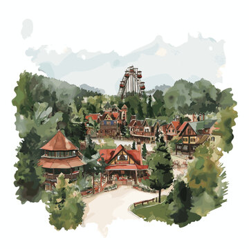 Dollywood. Dollywood hand drawn watercolor illustration