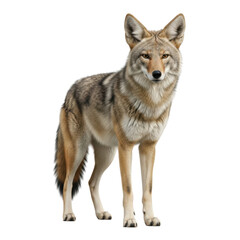 Obraz premium Standing coyote isolated on transparent background