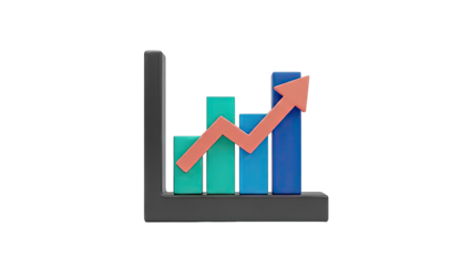 3D Bar Chart with Upward Arrow