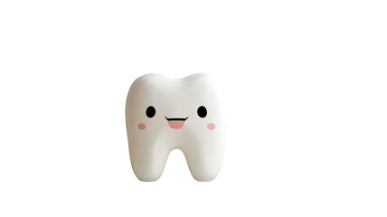cute smiling tooth character 3d dental mascot illustration isolated on white background