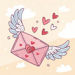 vector illustration of a Valentine's Day special letter with hearts 