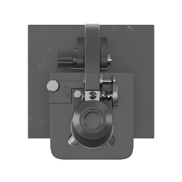 Close-up top view of a vintage microscope stage and focusing mechanism