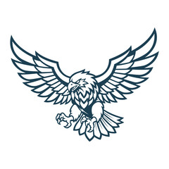 Fototapeta premium eagle fly mascot logo vector black and white design template