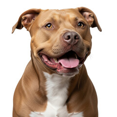 Happy pitbull dog portrait isolated on transparent background