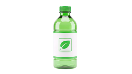 Green Plastic Bottle with Leaf Logo