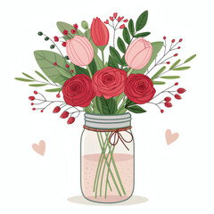 Valentine's Day special bouquet of roses in a vase