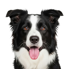 Fototapeta premium Happy border collie face isolated on transparent background