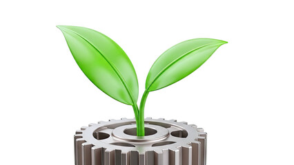 Green Plant Growing from a Gear